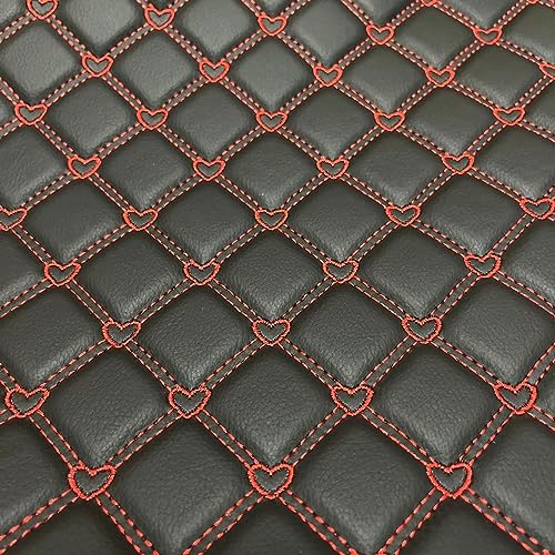 Quilted Foam Vinyl Fabric Heart Pattern with 0.23" Sponge Backing Faux Leather Fabric for Car Headliner, Furniture Upholstery, Headboards,Diamond 2" x 3" (Heart) - color: Heart