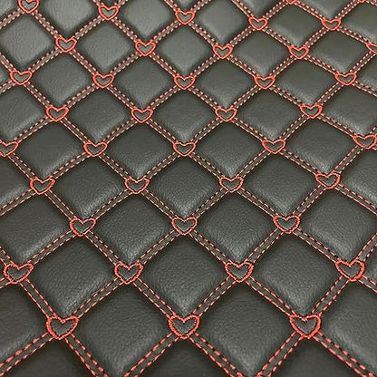 Quilted Foam Vinyl Fabric Heart Pattern with 0.23" Sponge Backing Faux Leather Fabric for Car Headliner, Furniture Upholstery, Headboards,Diamond 2" x 3" (Heart) - color: Heart