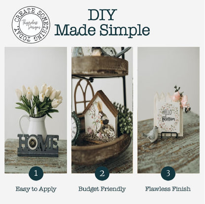 Rub on Transfers for Crafts and Furniture | 3 Design Sheets 6”x 12” | Home Decor Transfers | Furniture and Craft Decals | by Thymeless Designs (Farmhouse Churches) - style: Farmhouse Churches