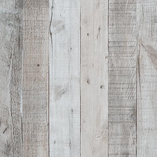 WENMER Gray Shiplap Peel and Stick Wallpaper, 17.71'' x 590'', Vintage Wood Texture, Self-Adhesive, Waterproof, Covers 72.56 sq.ft. - color: Gray, size: 17.7" x 590"