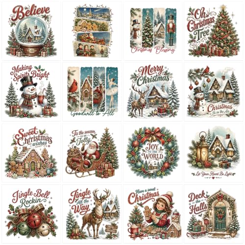 Christmas Rub on Transfers for Crafts, Art Transfer Furniture Decals - style: Vintage Christmas 02