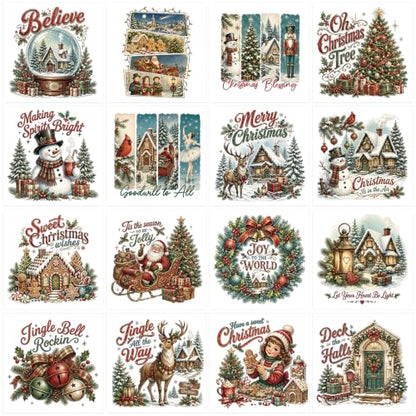 Christmas Rub on Transfers for Crafts, Art Transfer Furniture Decals - style: Vintage Christmas 02