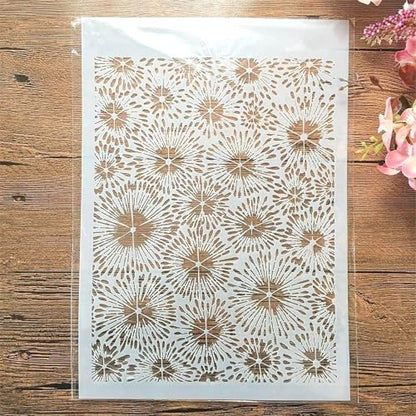 TIAMECH A4 Reusable Firework Stencil for Painting - style: Firework Flowers