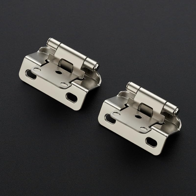 Ravinte Satin Nickel Semi-Overlay 1/2 inch Self-Closing Hinges, 50 Pack - color: Satin Nickel