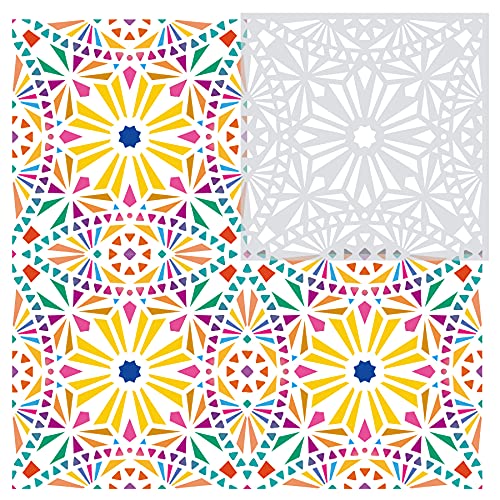 32 Pack Geometric Stencils 8 x 8 Inch Painting Templates Mandala Stencil for Scrapbooking Cookie Tile Furniture Wall Floor Decor Craft Drawing Tracing DIY Art Supplies - size: 8inch-1