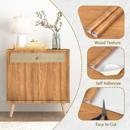 Abyssaly Wood Peel and Stick Wallpaper, Wood Grain Contact Paper for Cabinets and Drawers, Self Adhesive Waterproof Vinyl Wallpaper for Countertop Furniture Shelf Liner Wall 17.7in X 118in
