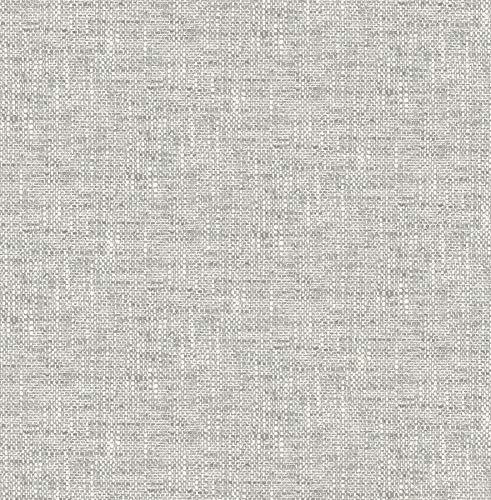 NuWallpaper Poplin Texture Peel and Stick Wallpaper, Grey, Textured Removable Wallpaper, 20.5 in x 18 ft - color: Gray