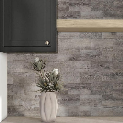 AULIGET 100 Piece Peel and Stick Backsplash PVC Tile, 3 Inch x 6 Inch Dover Gray Stick on Tiles for Backsplash Kitchen, Bathroom, Laundry Room, Camper, Fireplace - color: Rustic Gray