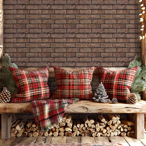 Commomy Faux Brick Wall Panels Peel and Stick Thin PVC 10 Pcs 11.8" x 11.8" - color: Brick-AWE
