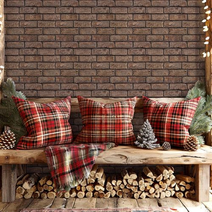 Commomy Faux Brick Wall Panels Peel and Stick Thin PVC 10 Pcs 11.8" x 11.8" - color: Brick-AWE