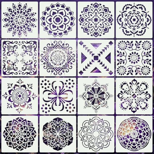 Mandala Stencils for Crafts Reusable 16Pcs Stencils(6X6 Inch) - color: Mandala 2