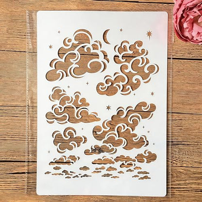 TIAMECH A4 Reusable Cloud Stencil for Painting - style: Cloud