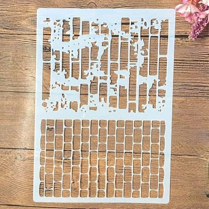 TIAMECH A4 Reusable Brick Bamboo Stencil for Painting - style: Painting
