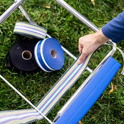 USA Chair Replacement Webbing - UV-Resistant Straps Made with Durable Polypropylene. Chair Webbing Kit (3" x 50', Solid Silver)
