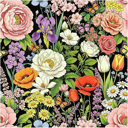Floral Wallpaper Peel and Stick Black Floral Wallpaper - color: Floral Black
