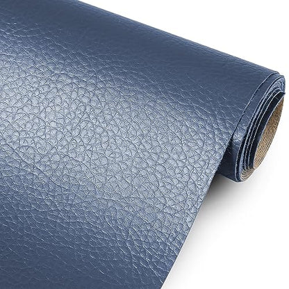 Marine Vinyl Upholstery Faux Leather Fabric, 1 Yard Navy Blue - color: Navy Blue, size: 1 Yard 55" x 36" (Pre-cut)