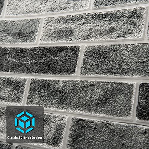 Art3d 20-Pack Durable Faux Brick Peel and Stick 3D Wall Panels, Stone Ash - color: Stone ash, size: 20pcs-27x27inch