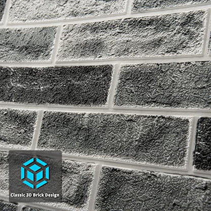 Art3d 10-Pack Durable Faux Brick Peel and Stick 3D Wall Panels, Stone Ash - color: Stone ash, size: 10pcs-27x27inch