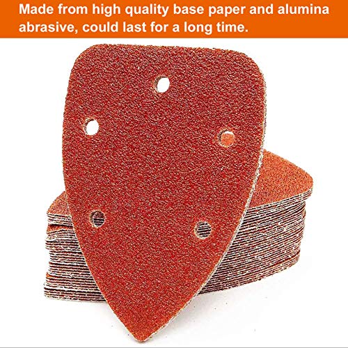 Detail Sander Paper, 180-1000 Grits, Hook and Loop Backing, 5 Holes, for Sanding and Polishing, 70 Sheets - size: 180-1000