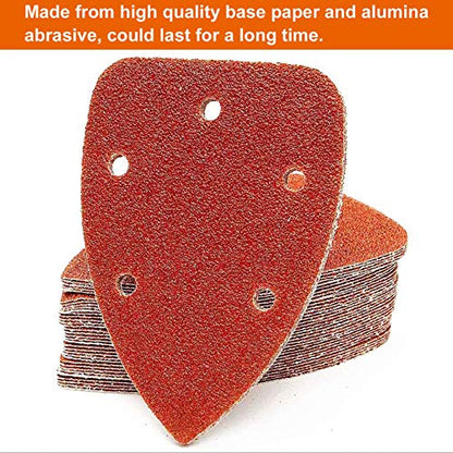 Detail Sander Paper, 120-600 Grits, Hook and Loop Backing, 5 Holes, for Sanding and Polishing, 60 Sheets - size: 120-600