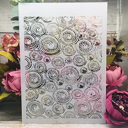 TIAMECH A4 Reusable Annual Ring Texture Stencil for Painting - style: Annual Ring