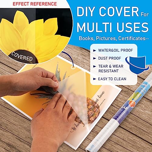 Chell Clear Contact Paper for Books, Adhesive Book Cover, 17.5 in x 5 ft