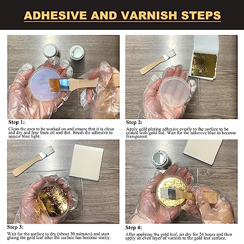 Gold Leaf Gilding Adhesive Set, Wadities 100ml Water Based Glue and Varnish