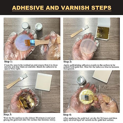 Gold Leaf Gilding Adhesive Set, Wadities 100ml Water Based Glue and Varnish