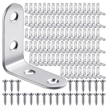Pelopy 100 Pcs L Bracket Stainless Steel 90 Degree Brace, 1.57 x 1.57 Inch - size: 1.57 x 1.57 Inch