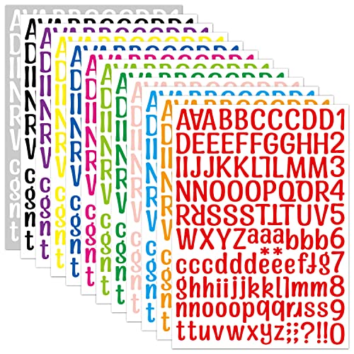 1512 Letter Stickers 12 Sheets Alphabet Stickers Vinyl Self-Adhesive Number Alphabet Vinyl Stickers, Mailbox Numbers Labels DIY Crafts Art Making, Decals for Sign,Scrapbook, Classroom Decor, Door - color: A4