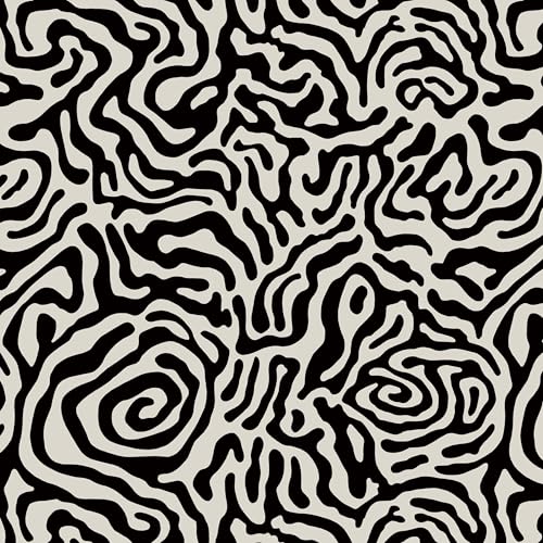Black and Cream White Peel and Stick Wallpaper Abstract Geometric Self Adhesive Removable Contact Paper Thicken Waterproof Easy to Clean Decorative Wall Paper for Bedroom Bathroom 17.3in x 197in - color: black and crem white, size: 17.3" x 197"