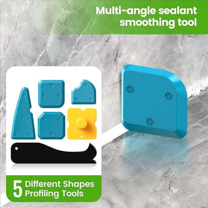 Silicone Caulking Tools-5 in 1 Sealant Finishing Tool Grout Remove Scraper (Stainless Steelhead),Caulk Remover Glass Glue Angle Scraper for Bathroom, Kitchen, Floor, Window, Sink Joint, Frames Seal - color: Black