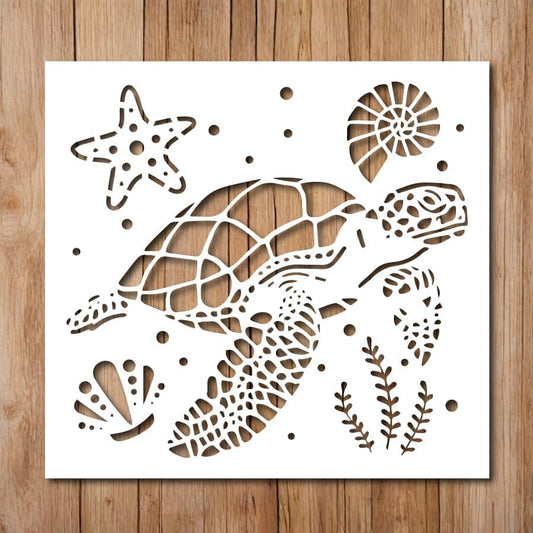 8.5"x 11" Sea Turtle Stencil - Turtle Stencils for Painting on Wood, Glass, Wall, Rock, Walls, Glassware, Canvas - Turtle Stencil Template