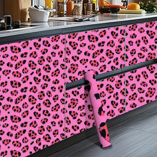 HOMETITUTE Neon Leopard Peel and Stick Wallpaper 118.1x17.7 Inch Vinyl - color: Neon Leopard Print