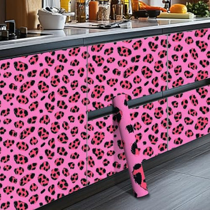 HOMETITUTE Neon Leopard Peel and Stick Wallpaper 118.1x17.7 Inch Vinyl - color: Neon Leopard Print