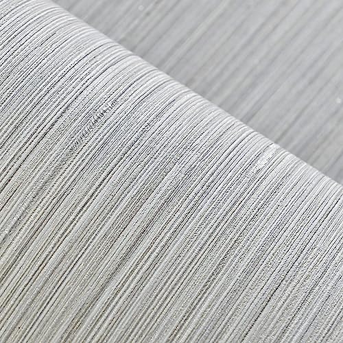 Haimin Grasscloth Wallpaper Textured 24in X 393in Fabric Contact Paper Wall Paper Textured Linen Peel and Stick Self-Adhesive Thick Vinyl Embossed Film Wallpaper (Beige Grey) - color: Beige Grey