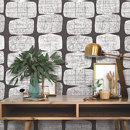 RoomMates Mid-Century Beads Peel and Stick Wallpaper - color: Black