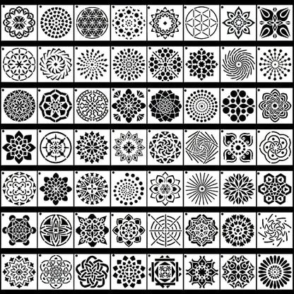 Augshy 56 Pack Mandala Stencils for Dot Painting on Wood Furniture - style: Mandala