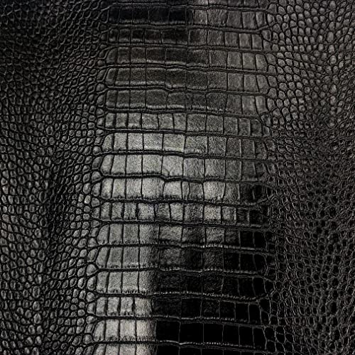 12" x 53" Glossy Embossed Crocodile Texture Faux Leather Roll Synthetic Leather Crafts Fabric for Wallets Keychains Handbags Making Sewing Crafts Material (Black) - color: Black