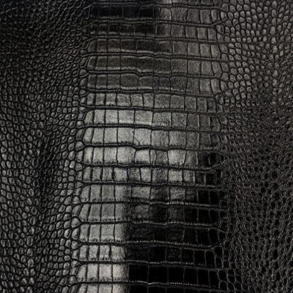 12" x 53" Glossy Embossed Crocodile Texture Faux Leather Roll Synthetic Leather Crafts Fabric for Wallets Keychains Handbags Making Sewing Crafts Material (Black) - color: Black