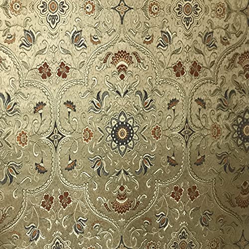 Moroccan Ornate Design Luxurious Classic Jacquard Fabric for Upholstery Sofa Cushions Dining Chair Window Treatments Craft - Width 54 inches - Fabric by Yard (Gold Blue) - color: Gold Blue
