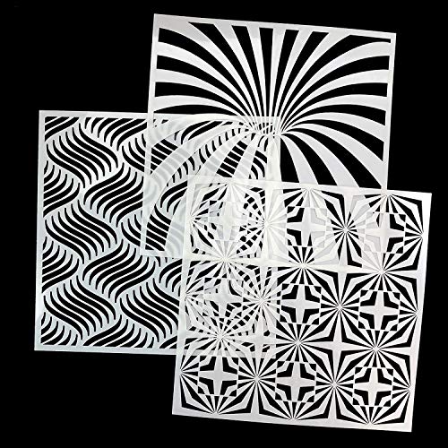32 Pack Geometric Stencils 8 x 8 Inch Painting Templates Mandala Stencil for Scrapbooking Cookie Tile Furniture Wall Floor Decor Craft Drawing Tracing DIY Art Supplies - size: 8inch-1