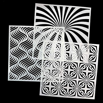 32 Pack Geometric Stencils 8 x 8 Inch Painting Templates Mandala Stencil for Scrapbooking Cookie Tile Furniture Wall Floor Decor Craft Drawing Tracing DIY Art Supplies - size: 8inch-1