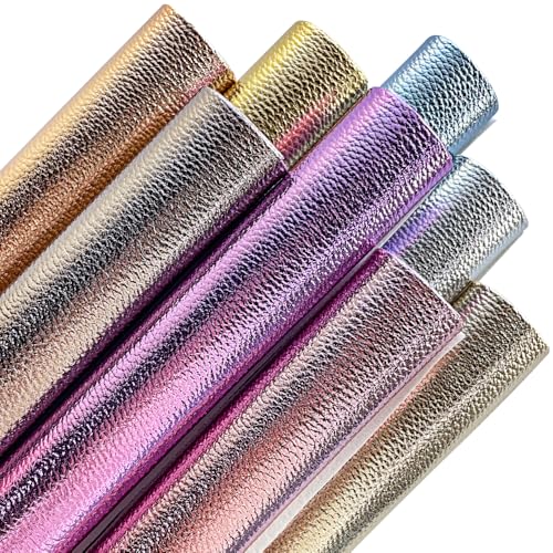 8 Pcs Metallic Lichi Texture Faux Leather Sheets, 8.3" x 11.8" Embossed Pattern PU Leather for DIY Earrings Keychains Pouches - color: Lychee