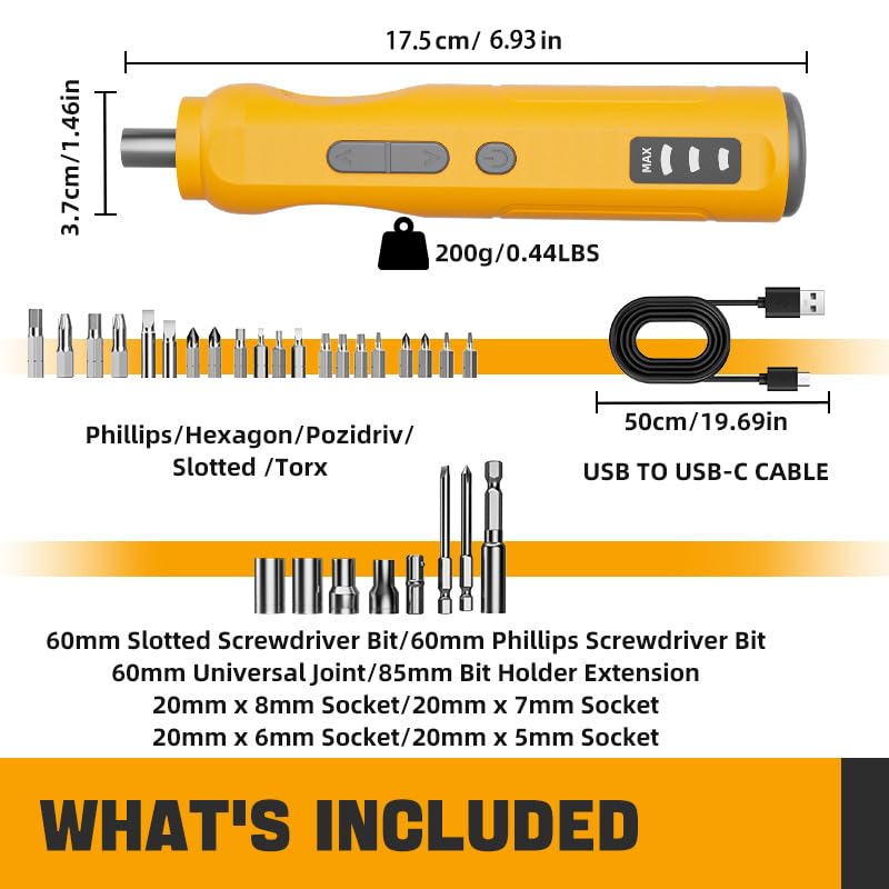 Electric Screwdriver Set, 1500mAh Cordless Rechargeable Screwdriver With Bits & Extension Shaft, Mini Power Tool For Electronics Repair, DIY Home Maintenance – 5N.m Torque, LED Light, 300rpm