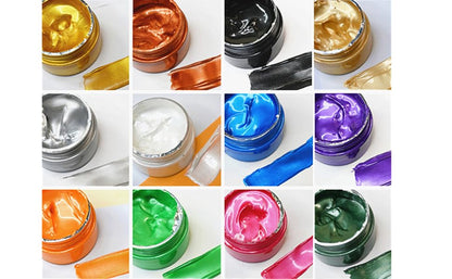6 Jars Shimmer Metallic Acrylic Paint for Wood/Fabric/Art Craft 1.7oz/Jar - color: Metallic Acrylic Paints+Tools