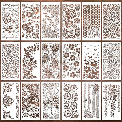 Stencils for Crafts Reusable Texture Stencils 8"x4" - style: Floral
