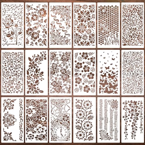 Stencils for Crafts Reusable Texture Stencils 8"x4" - style: Floral