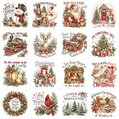 Christmas Rub on Transfers for Crafts, Santa Transfer Furniture Decals - style: Old World