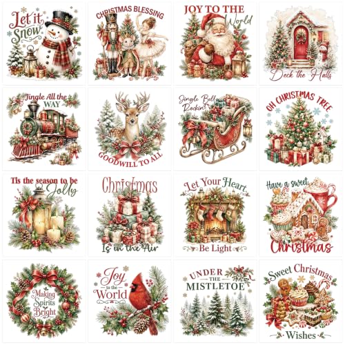 Christmas Rub on Transfers for Crafts, Santa Transfer Furniture Decals - style: Old World